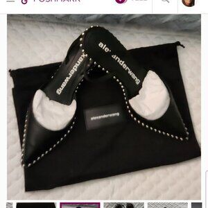 Designer Alexander Wang Black Rina Low calf studded sling back Size 81/2 (38.5)